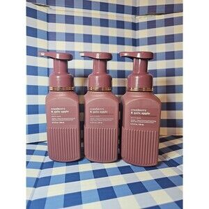(3) Bath & Body Works White Barn CRANBERRY & GALA APPLE Foaming Hand Soap NEW